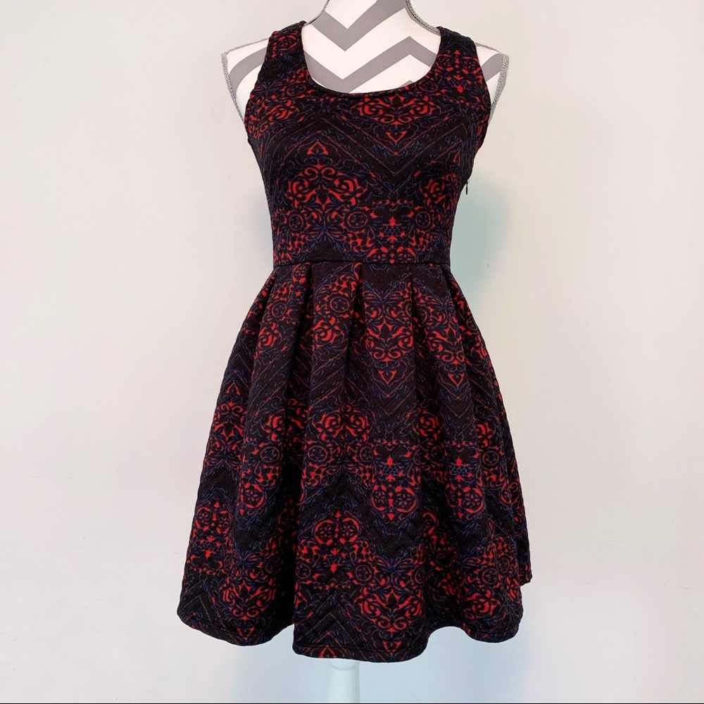 Quilted Navy Fitted Winter Dress